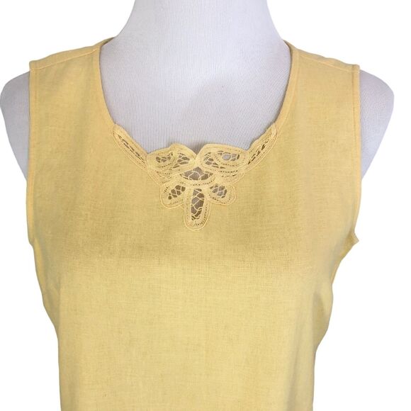 Erika Linen Midi Jacket Dress Button Front Jacket Blouse Eyelet Lace Trim - Picture 8 of 14